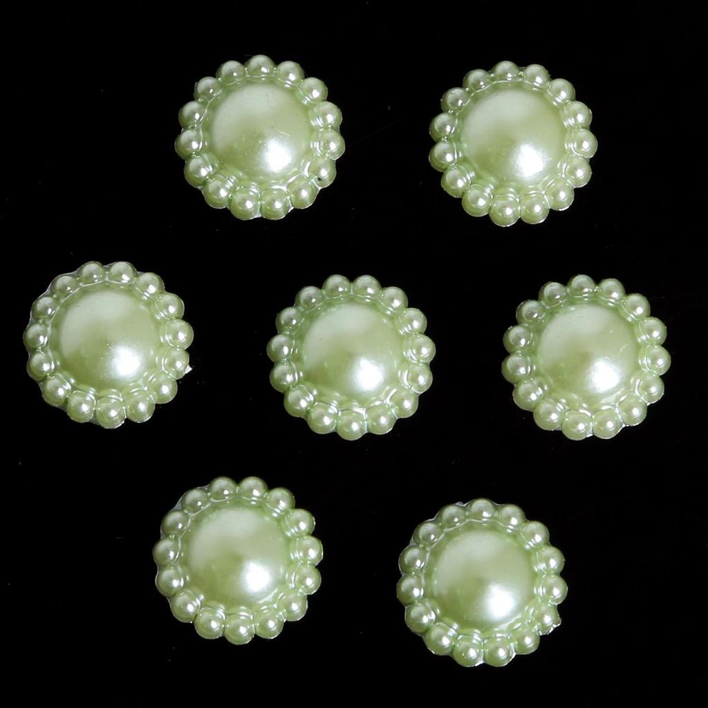 50pcs/bag 12mm Colorful Lacy Half Round Flat Beaded DIY Jewelry Handmade Accessories