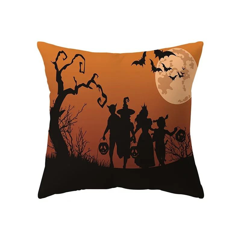 Halloween Horror Pumpkin Print Pattern Cushion Cover Home Living Room Sofa Decoration Square Pillow