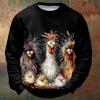 Pullover Sweatshirts For Men Funny Chicken Graphic Long-Sleeved Printed T-Shirts Fashion O-Neck Hoodies Oversized Men's Clothing