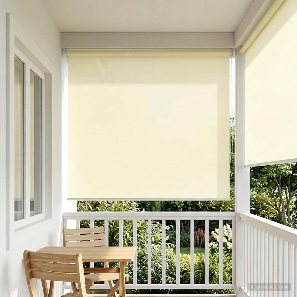 Outdoor Roller Blinds with UV Protection Cream Color 160 x 140 cm