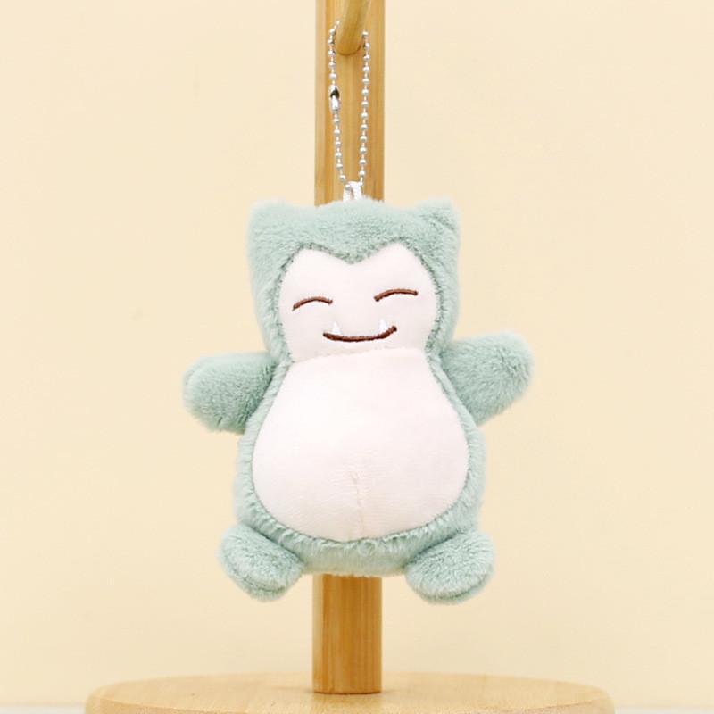 Cuddly Cartoon Snorlax Keychain Lavender And Blue Colors Soft Plush Material