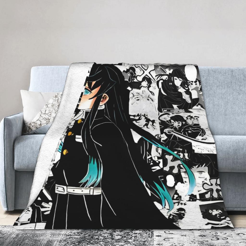 Muichiro Tokito Blankets Fleece Textile Decor Multi-function Lightweight Throw Blankets for Bed Travel Bedding Throws