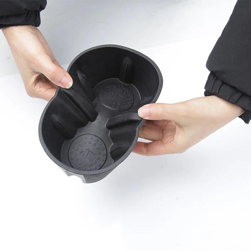 TPE Water Cup Holde for Tesla Model 3 Y 2022 Interior Accessories Silicone Waterproof Coasters Console Insert Double Hole Holder
