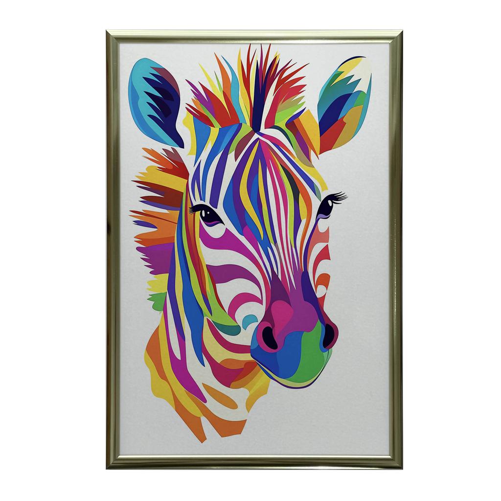 Plakat Tęczowa Zebra Plakat Tęczowa Zebra, 30X40 Cm, Bez Ramy, Papier Matowy 230 Gsm