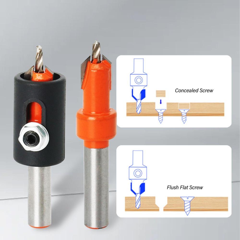 5pcs High Carbon Steel Countersink Drill Bit Set 8mm Shank Woodworking Drill Bit  For Woodworking