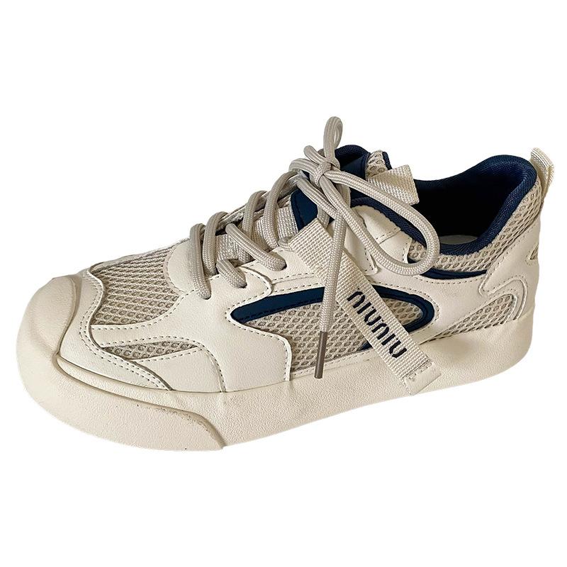 6543 латексная стелька/кожаная сетчатая вставка взрывная уродливая милая спортивная обувь кеды 2024 новые маленькие белые туфли женская обувь