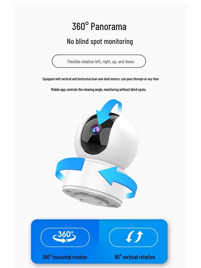 360° Rotating Wireless WiFi Surveillance Camera with Phone Connectivity, Remote Access, Clear Night Vision, and Smart Tracking