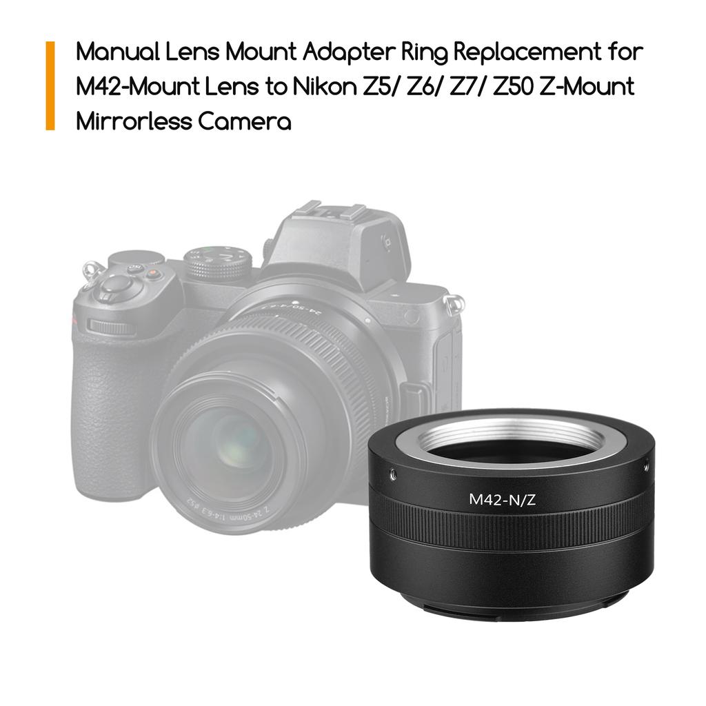 Manual Lens Mount Adapter Ring Aluminum Alloy for M42-Mount Lens To Nikon Z5/Z6/Z7/Z50 Z-Mount