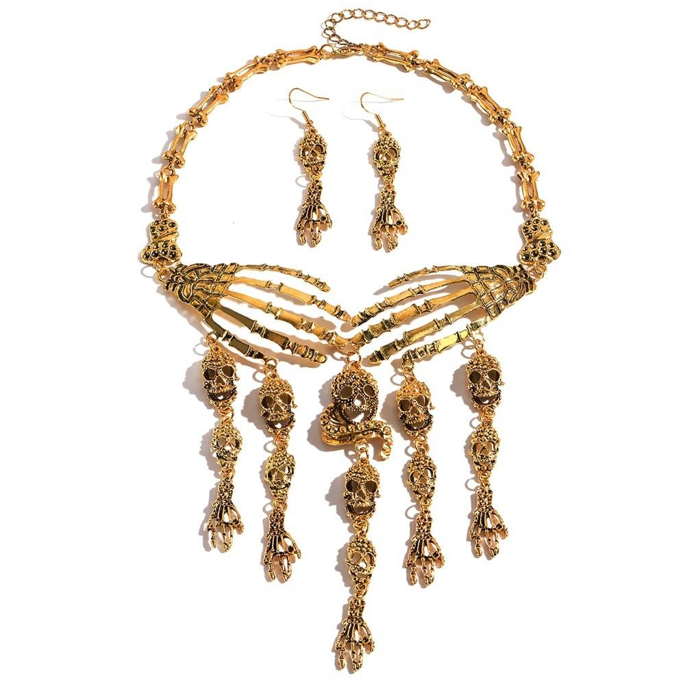 Готический набор винтажных украшений с черепом, с цепочкой из сплава и кисточкой для косплея и костюмированных мероприятий