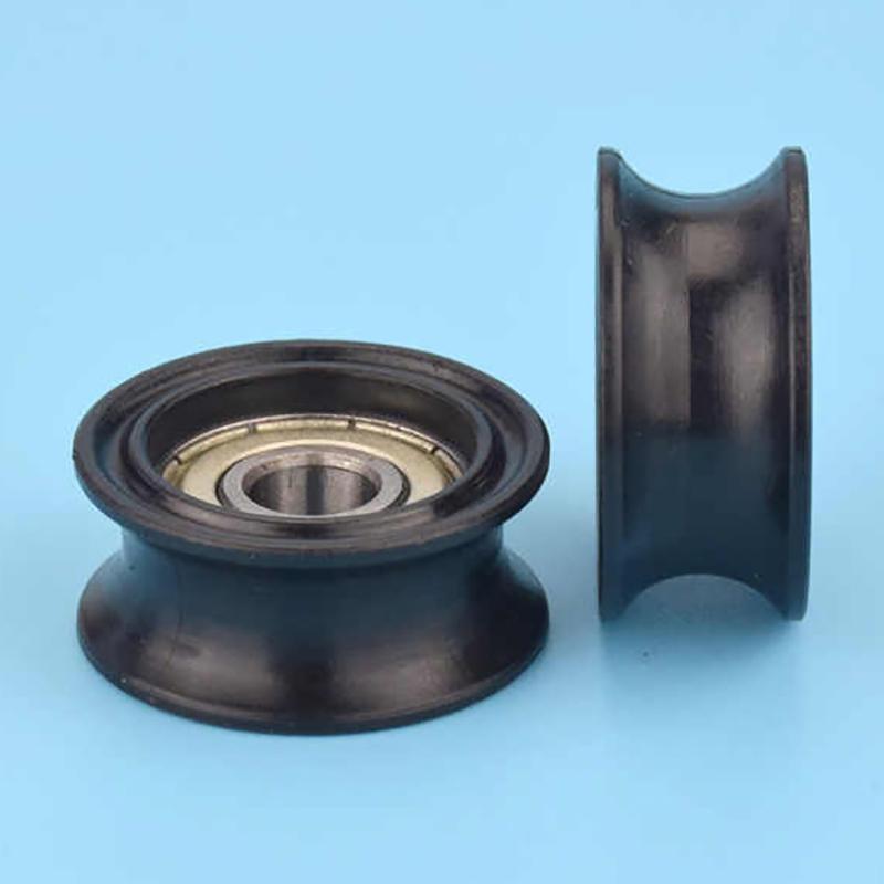 1Pc 8*30*13mm U-shaped Bearing Roller Guide Wheel 608 Bearing Moving Pulley Rubber Roller Mute Elasticity Roller Pulley Black
