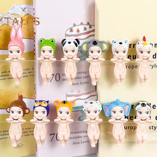 12 шт., держащая подбородок ангела, кукла, фрукт, головной убор, животное, фигурка ангела, ПВХ, мультяшная фигурка ангела, книжная полка, настольное украшение, орнамент