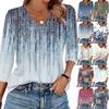 Women's T Shirt Print 3/4 Sleeve Daily Weekend Fashion Basic V- Neck Regular Top