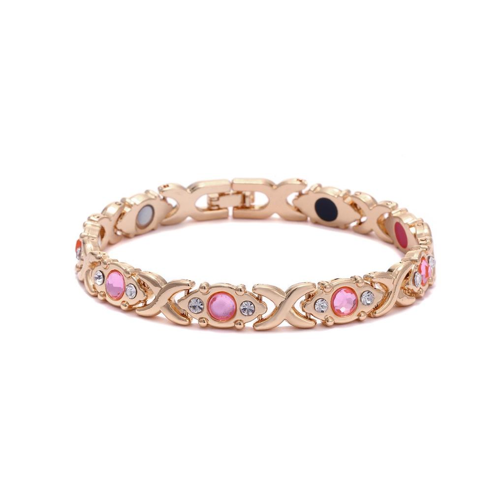 Ladies Detachable Energy Magnetic Bracelet Eco Friendly Rhinestone Adjustable Bangle