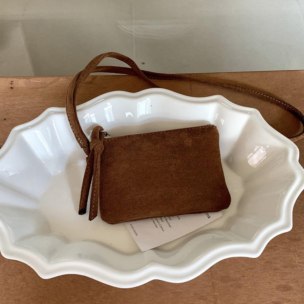 Кошелек для монет из замши с леопардовым принтом Портативная сумка для помады и ключей Женская сумка через плечо Мини-сумка для хранения Маленький кошелек Дорожная сумка на шею