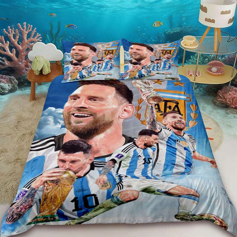 Duvet Cover Juego De Cama Lionel Messi, Juego Funda Nórdica Estrella De Fútbol, Juego Funda Edredón Doble Tamaño Para Decoración
