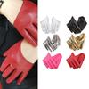 Faux Leather Woman Lady Solid Color Five Finger Mitten Half Palm Gloves Women Mitts Leather Gloves