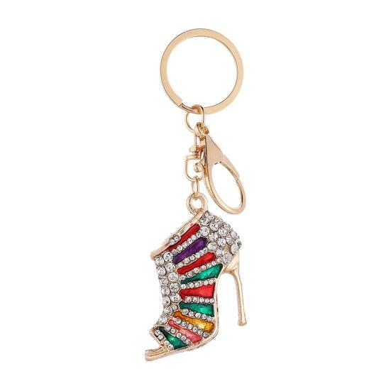 High Heels Keychain with Buckle Decorative Alloy Keyring Colorful Rhinestones Car Key Holder Backpack Accessories