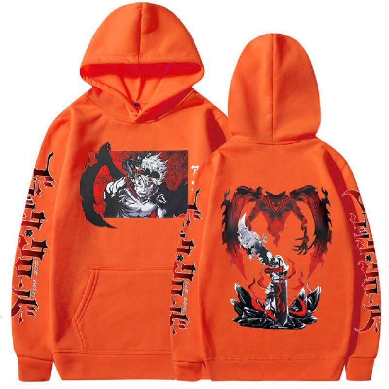 Толстовка с черным клевером в японском стиле Asta, двусторонние толстовки с графическим рисунком, винтажные мужские повседневные толстовки большого размера в стиле Харадзюку, пары