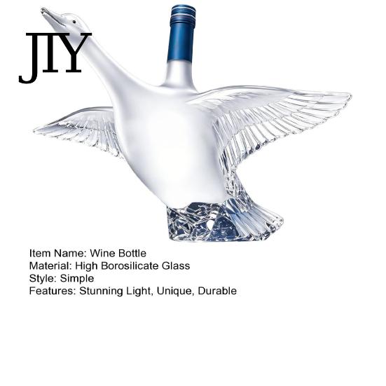 Sculpted Animal Bottle Goose Bird Shape Whiskey Decanter, 3D Glass Liquor Spirits Display Container for Bar Display, 350ml Art Wine Dispenser
