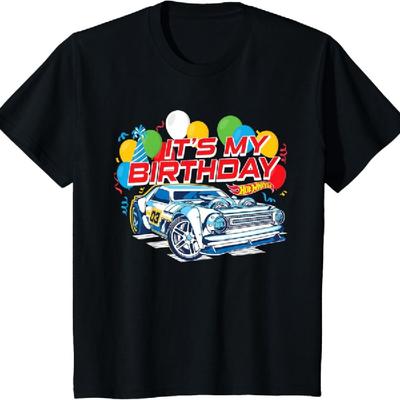 Детская футболка Hot Wheels «Это мой день рождения» с воздушными шарами и конфетти