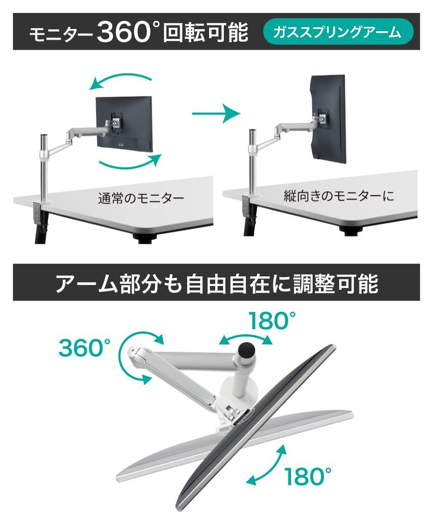 LOE Dual Monitor Gas Spring 2 LOLL2 1 Unit (LOE) [Japan Design] Arm, Type, Screens, Pro, Black,