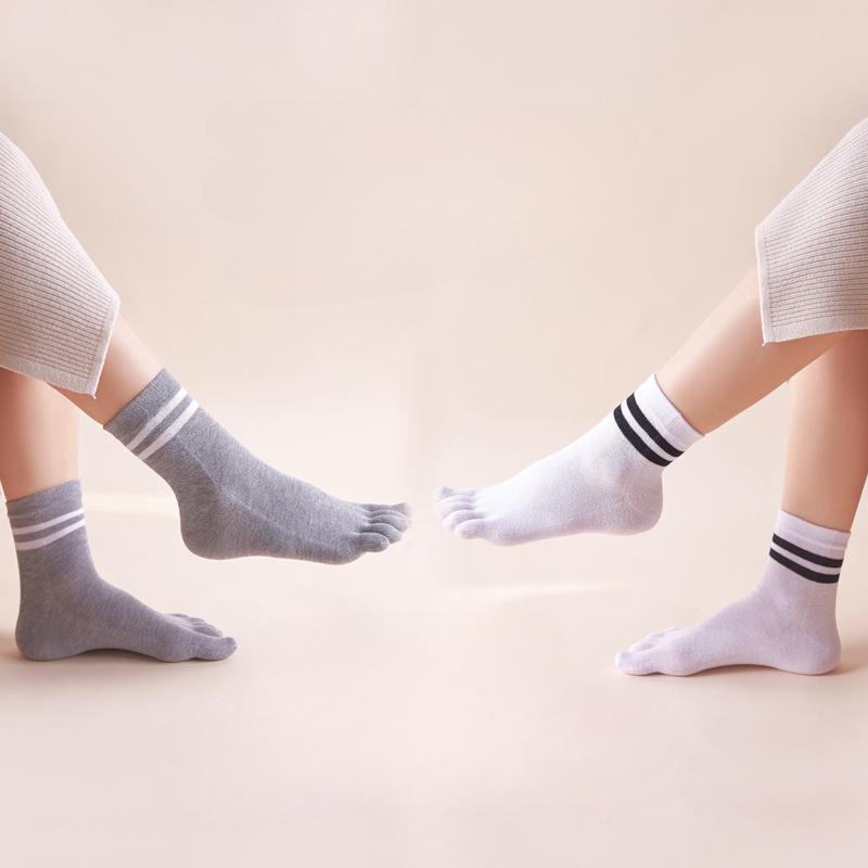 1Pairs Kids Toe Socks Striped Cotton-finger Socks for 4-12T Children Boys Girls Casual Five Toes Tennies Breathable Short Socks