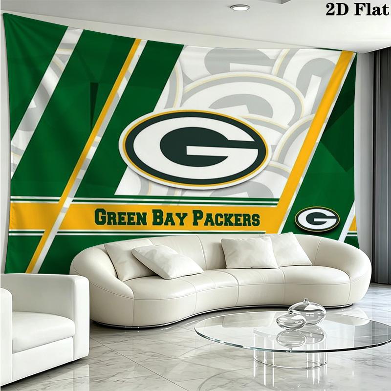 Green Bay Packers Logo Wall Tapestry Aesthetic Wall Hanging Printed Fabric Blanket Decorative Tapestries for Bedroom Living Room Home Decor