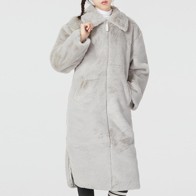 Nike Women Faux Fur Long Jacket (Asia Sizing) Light Bone Women Streetwear DQ6839-012