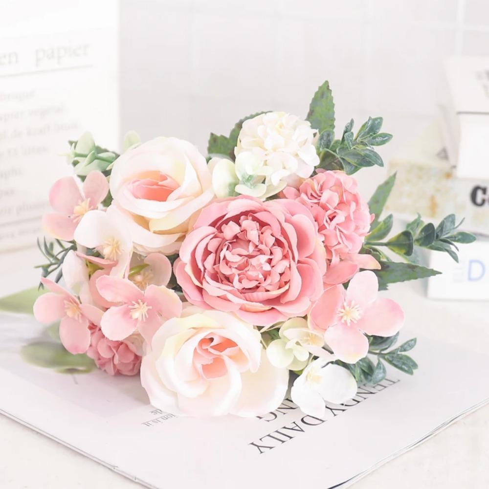 Искусственные цветы шелковый пион гортензия для гостиной домашнее украшение свадебный букет невесты роза искусственные растения настольные аксессуары