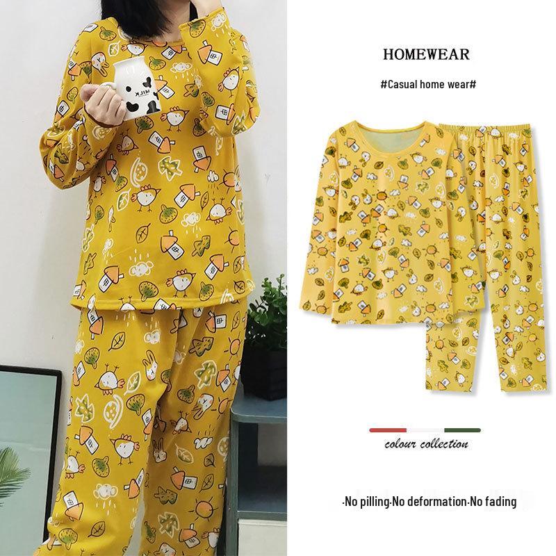 Santa Claus Pajama Set - Crew Neck, Long Sleeve, Sweet & Cute Style, Skin-Friendly Homewear for Dorms