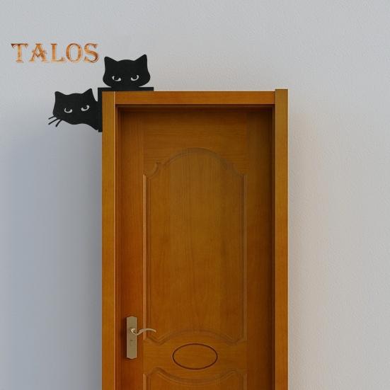 Металлическая накладка на дверь в виде кота, двусторонняя, декор на Хэллоуин, Рождество, кошечка, угловая рамка, настенный знак, винтажное жуткое украшение