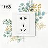 Stain Resistant Wall Sticker 4 Pcs Plants Flower Switch Stickers, Leaves Floral Light Decal, Shiny Film Decal Removable Socket for Kids Girls Bedroom