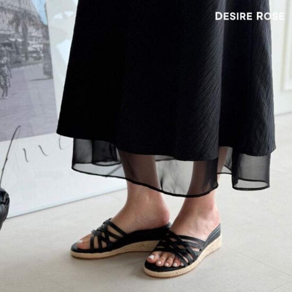 Desire Rose Women Summer Leather Wedge Heel Slippers 5cm