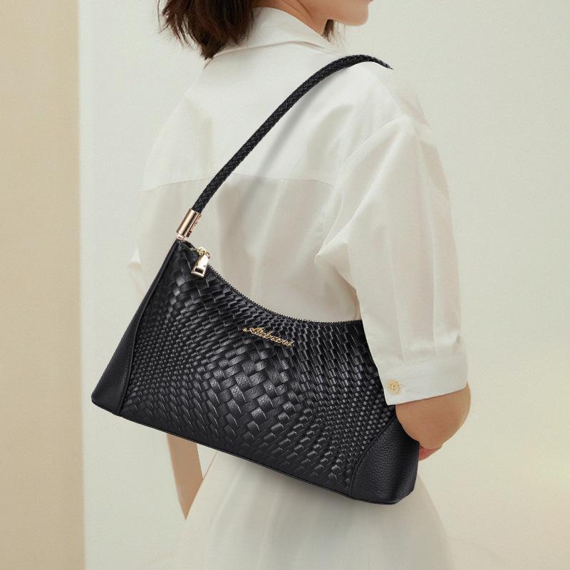 Женская сумка, новая модная высококачественная плетеная сумка из коровьей кожи, модная и универсальная сумка через плечо, женская сумка подмышкой Temperament