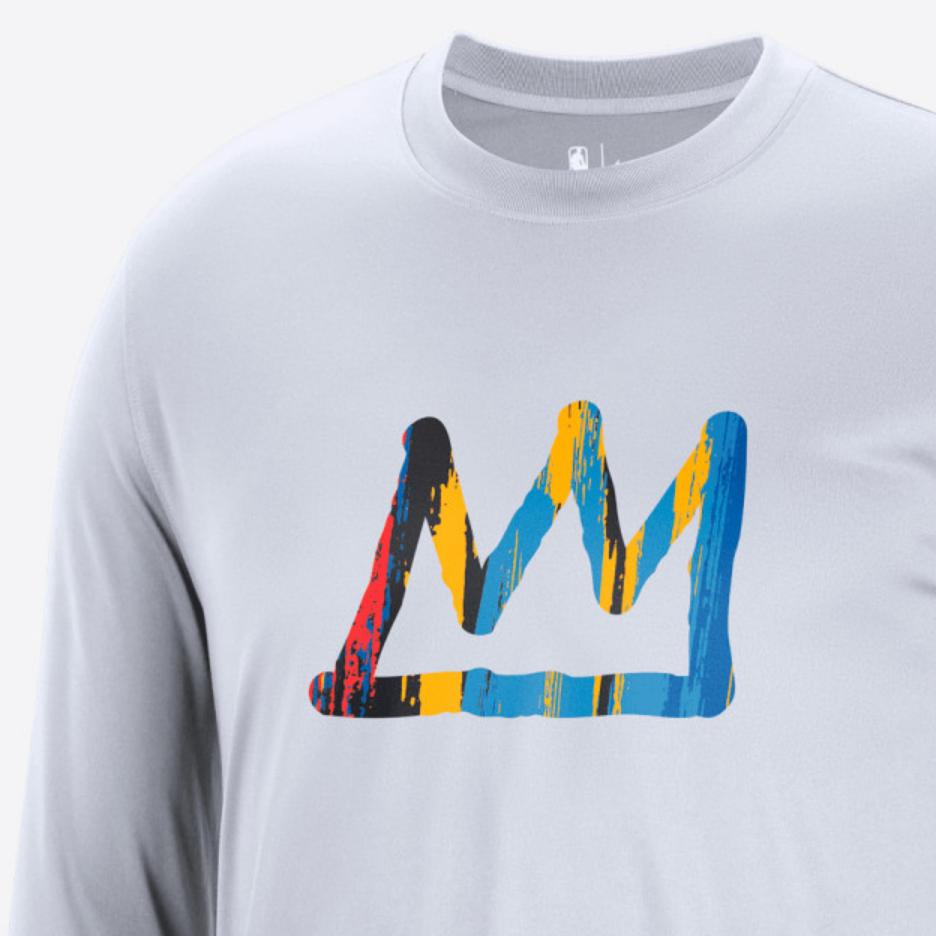 Nike Футболка свободного покроя NBA Brooklyn Nets City Edition L/S, белая мужская уличная одежда DN8487-100