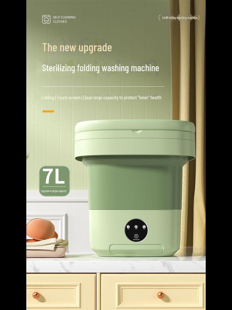 Compact Folding Washer & Dryer: Sterilizing Machine for Socks, Baby Clothes, and Dormitory Use
