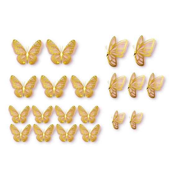20 Pcs 2 Layers Wing Butterfly Wall Decor Self-Adhesive 3D Hollow Butterfly Stickers for Home Bedroom Cake Baby Shower Birthday Party Decoration
