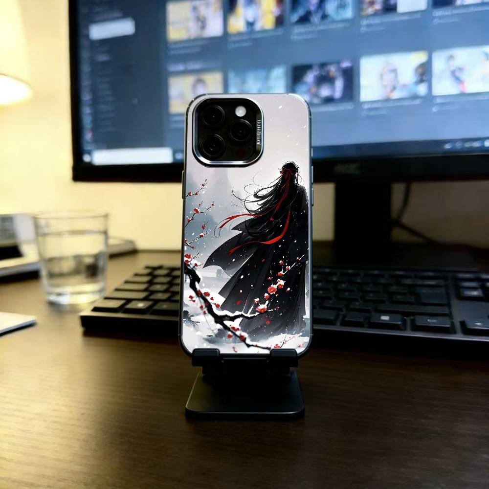 Китайское аниме Данмей MO DAO ZU SHI Чехол для телефона для iPhone 17,16,15,14,13,12,11 Plus,Pro Max,XS, Цветной Серебряный Покрытый Внутренний Чехол