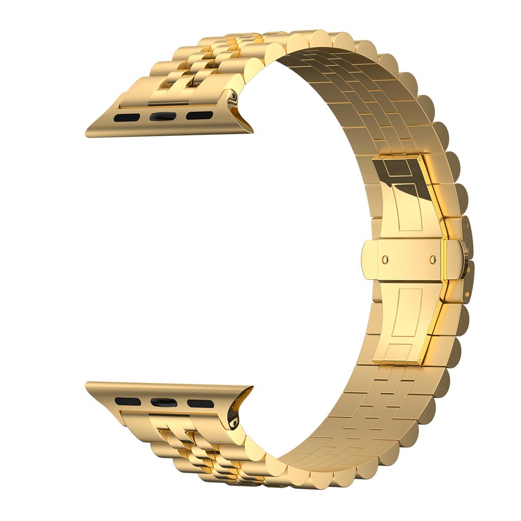 Keepwin 304 Stainless Steel Butterfly Buckle 5 Replacement Adjustable Bracelet Watch Band for Apple IWatch 9 8 Ultra 7 6 5 4 3