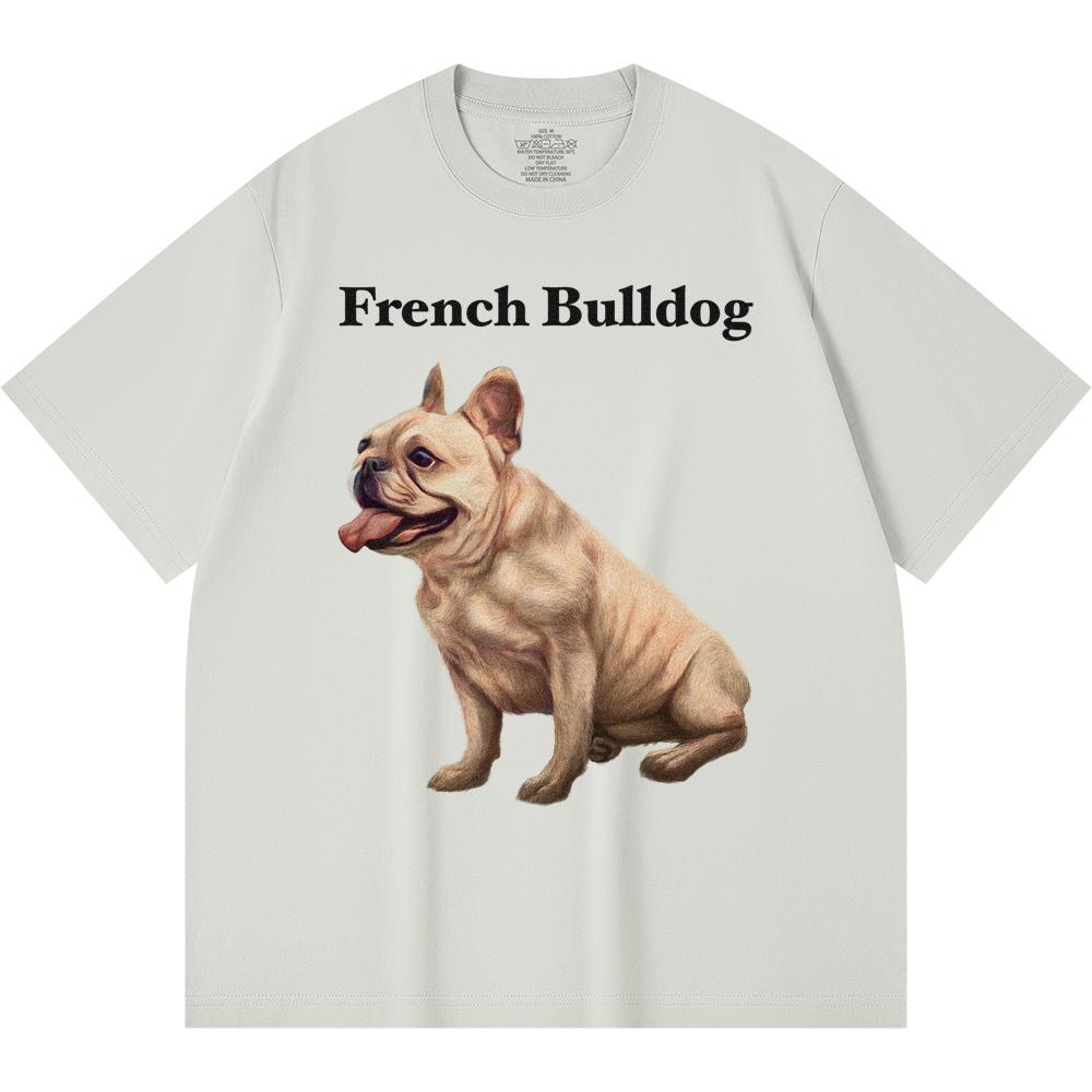 Футболка из 100% хлопка плотностью 230 г/м2 с принтом французского бульдога, забавная футболка из чесаного хлопка в стиле Харадзюку