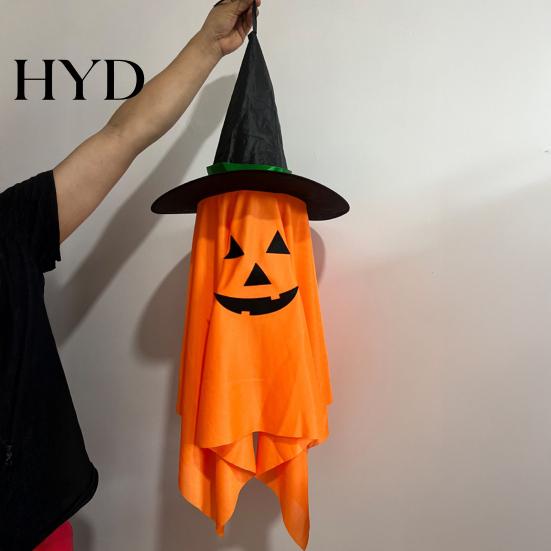 Gothic Party Theme Decor Cute Halloween Hanging Decor, Pumpkin Ghost Pendant with Indoor Festival Atmosphere Props Wizard Hat, Spooky Witch