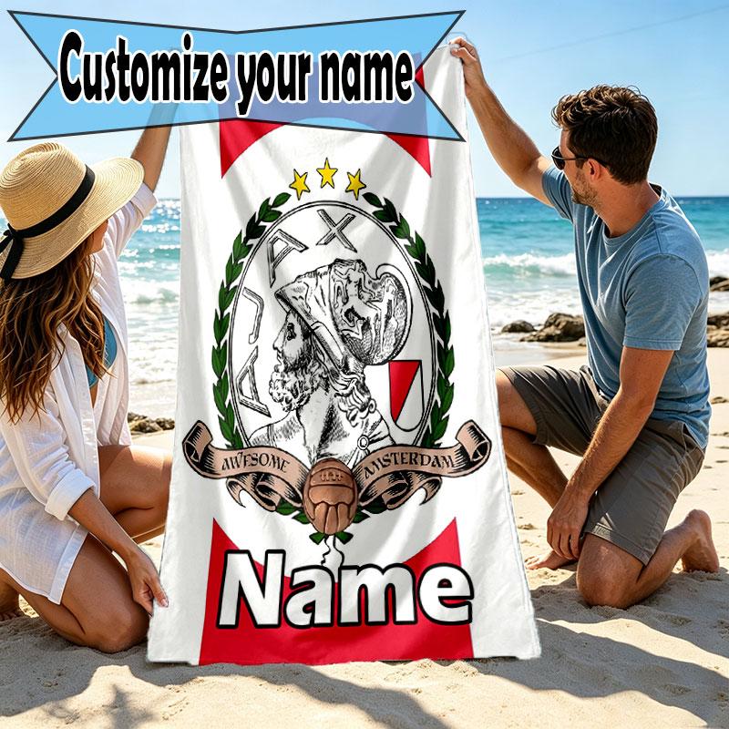 Custom Name Personalized Ajax Print Beach Towel, for Trip Camping Beach Party Home Decor, Birthday Gift for Family & Friends