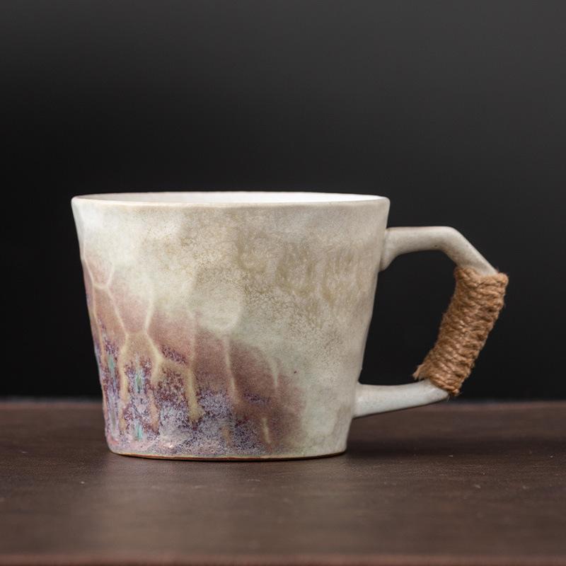 Irregular Retro Ceramic Coffee Mug - Unique Kiln-Changed Design