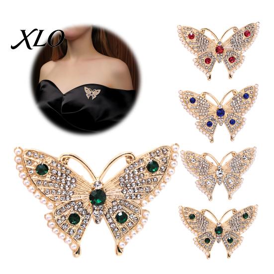 Metal Butterfly Pins Women Rhinestone Brooch Pin, Vintage Insect Alloy Badge Pin Jewelry Accessories for Daily Wear Wedding Party Prom Shaped