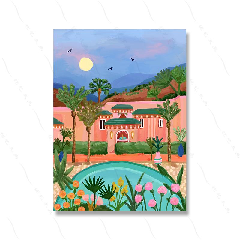 Rome Marrakech Landscape Poster Canvas Painting Prints Miami Beach Travel Posters Wall Art Pictures Home Decor For Living Room