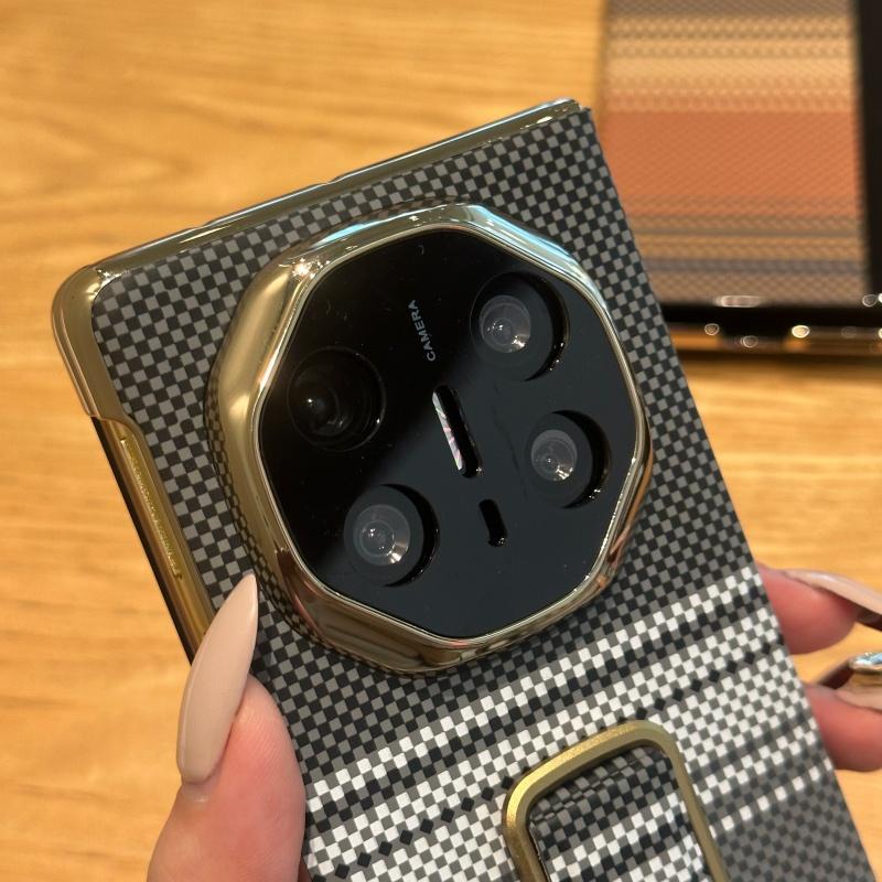 Чехол для Huawei Mate X6 и Mate X5, однотонная кожа, ремешок-рукоятка с автовозвратом, металлическая подставка, защитная крышка с двойным шарниром