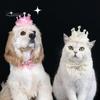 Корона для домашних животных, шляпа с блестками, кружевной кошачий нагрудник, костюм ярких цветов, декор со стразами, регулируемая посадка, прочные аксессуары для домашних животных для маленьких и средних собак