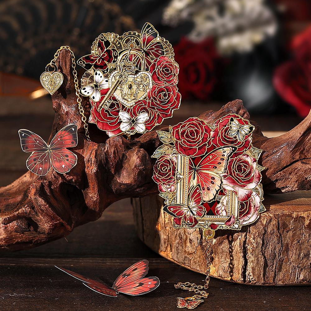 1PC Creative Rose Clock Theme Reading Mark Bookclip Metal Bookmark Reading Enthusiast Office Plan Student Supplies