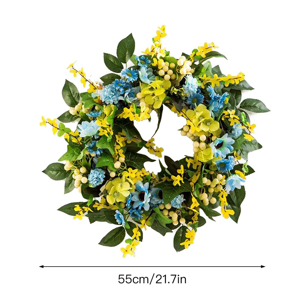 Door Spring Wreath Realistic Artificial Floral Wreaths with Green Leaves for Home Wall Door Decoration