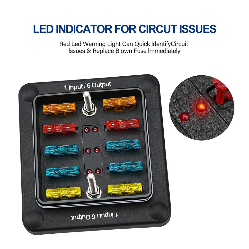 6-контактный блок с держателем коробки цепи заземления для защитной крышки светодиодная индикация болтовые клеммы для автомобиля морской низкий профиль отрицательная шина водонепроницаемый